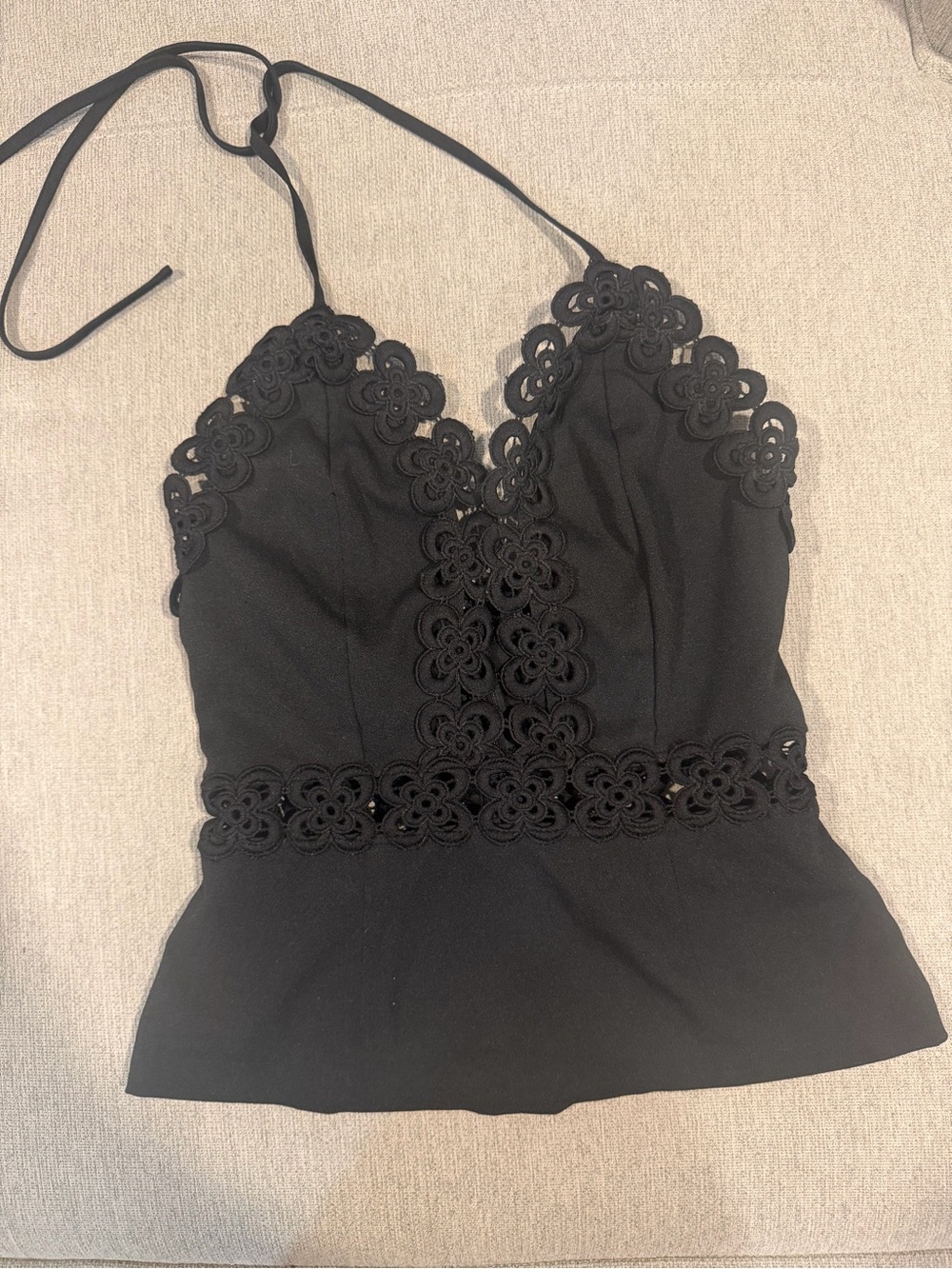 Missguided Black Lace Halter Camisole